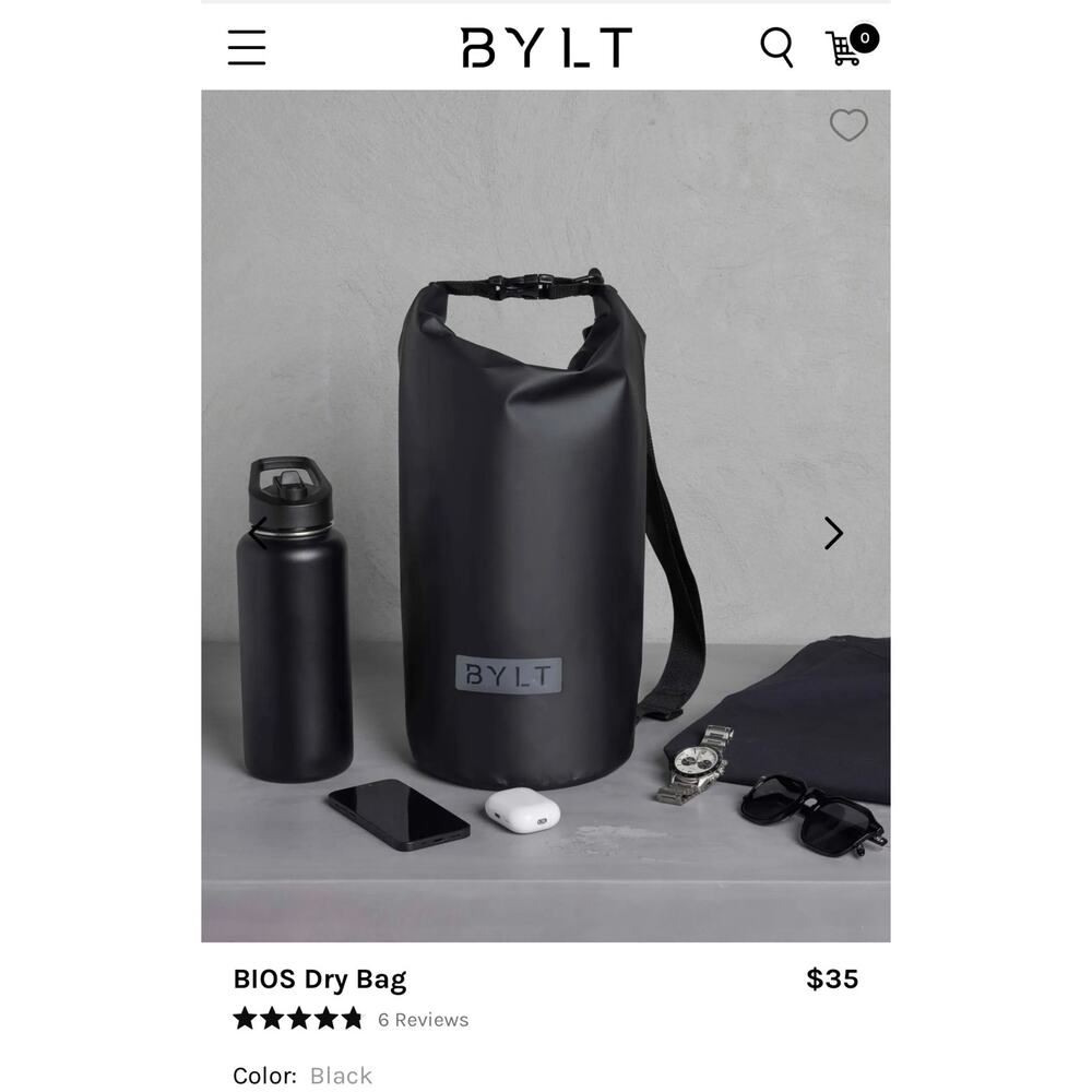 NWT - BYLT Premium Basics BIOS Dry Bag Waterproof Gym Beach Bag Black